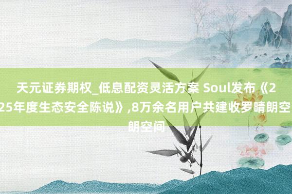 天元证券期权_低息配资灵活方案 Soul发布《2025年度生态安全陈说》,8万余名用户共建收罗晴朗空间