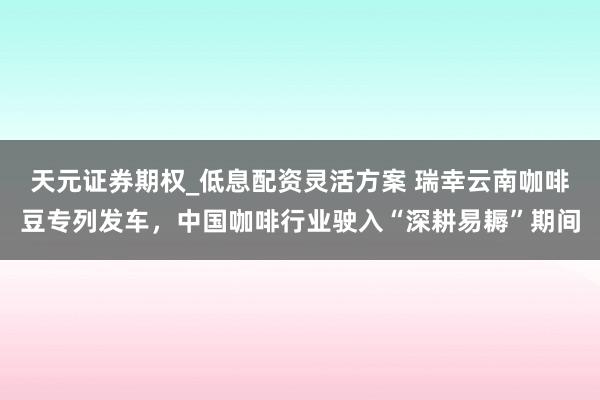 天元证券期权_低息配资灵活方案 瑞幸云南咖啡豆专列发车，中国咖啡行业驶入“深耕易耨”期间
